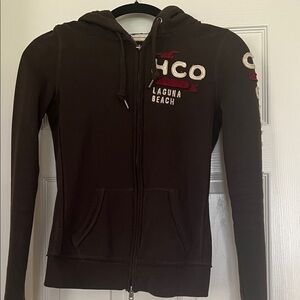 Hollister Y2K Brown Zip-Up Hoodie